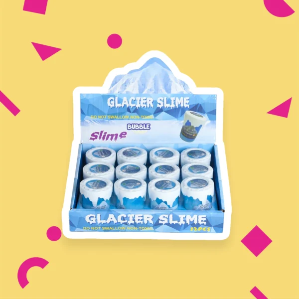 Glacier Slime set i en förpackning med isbergstema, blå och vit, icke-toxiskt material