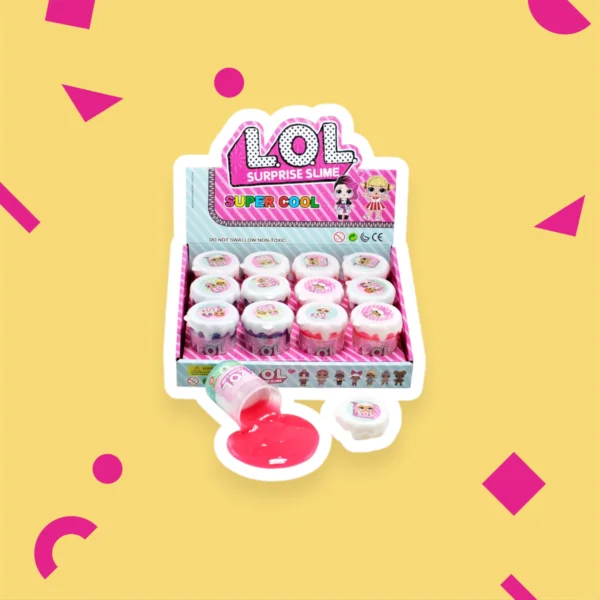 L.O.L. Surprise Slime leksakssats i förpackning med rosa och vit design på en gul bakgrund