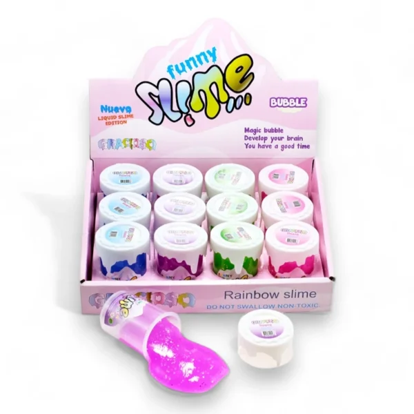 Glitter Rainbow Slime 75g i rosa, grönt, lila och blått