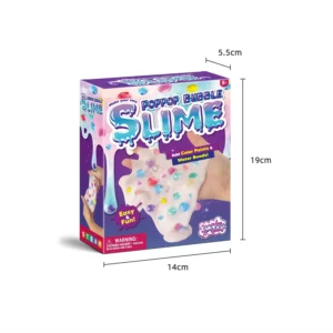 Förpackningen för Bubble Slime med måttangivelser.