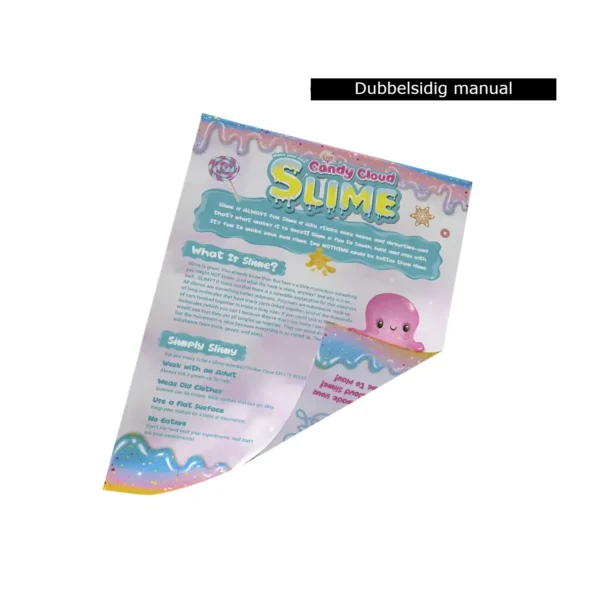 Instruktionsmanual för Candy Cloud Slime med text och illustrationer