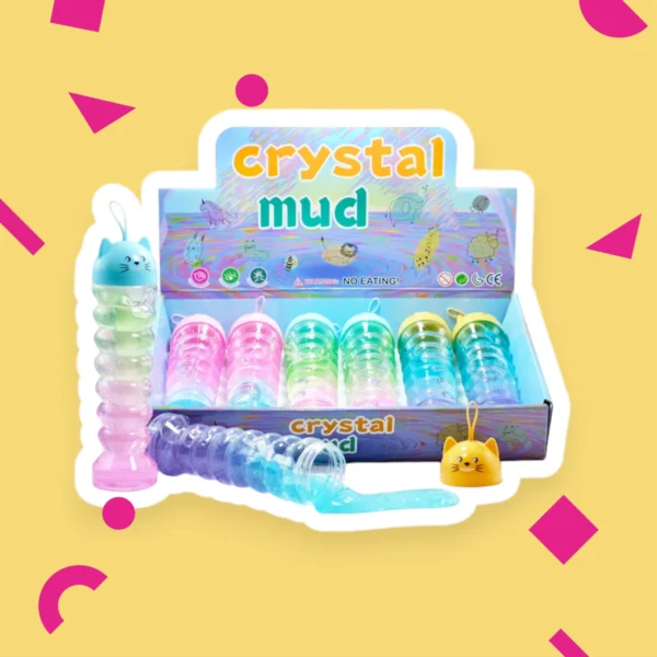 Färgglatt Crystal Mud Slime set med djurmotiv toppar för kreativ barnlek