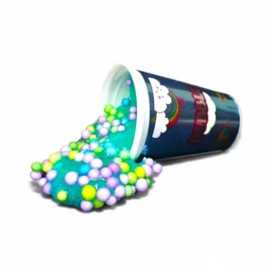 Unicorn Bubble Slime i grön färg med färgglada kulor