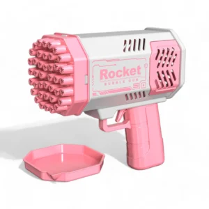 Rosa bubbelpistol Bazooka Rocket Bubble Gun med medföljande såpbubbelbricka.