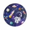 Tallrik med rymdmotiv och astronaut för barnkalas.