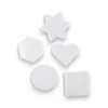 Fem olika pärlplattor med motiv, inklusive stjärna, hjärta, cirkel, hexagon och kvadrat