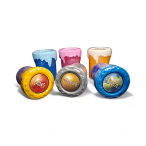 Solsystem Slime-kit 6-pack med glitter och planettema för barn.