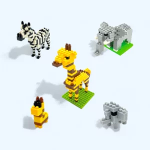 Safari-paketet med Nano byggklossar – giraff och elefant