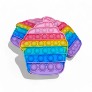 Cupcake Pop It Fidget i regnbågsfärger för stressavlastning och lek