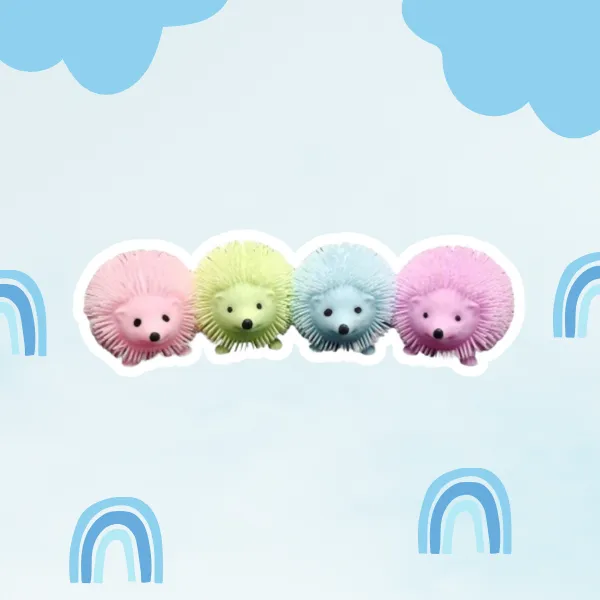 Färgglada igelkott squishy i pastellfärger.
