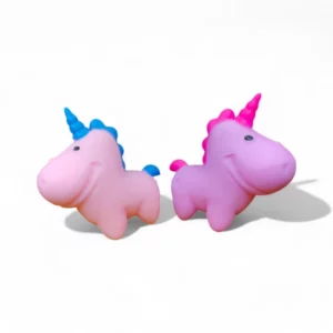 Squishy Unicorn – Ljusrosa med blått horn för stresslindring