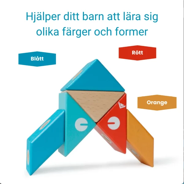 Magnetiska träklossar – Lär ditt barn olika färger och former genom kreativ lek.