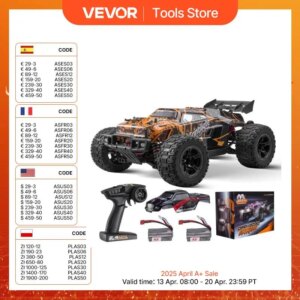 VEVOR 50 km/h 1:10 RC Car High Speed All Terrain 4WD Off-Road Truck with 45° Wheelie Hobby RC Racing Car Toys Gift for Kids
