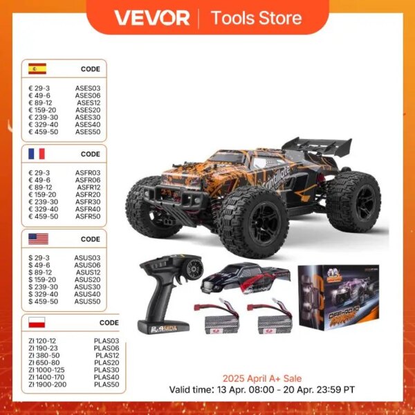 VEVOR 50 km/h 1:10 RC Car High Speed All Terrain 4WD Off-Road Truck with 45° Wheelie Hobby RC Racing Car Toys Gift for Kids