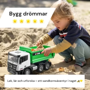 Fjärrstyrd lastbil för barn med uppfälld grön tipp