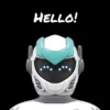 Radiostyrd robot leksak för barn hälsar med LED-ögon och "Hello"