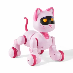 Radiostyrd robotkatt leksak i rosa färg med LED-ögon – interaktiv och söt robotkatt för barn