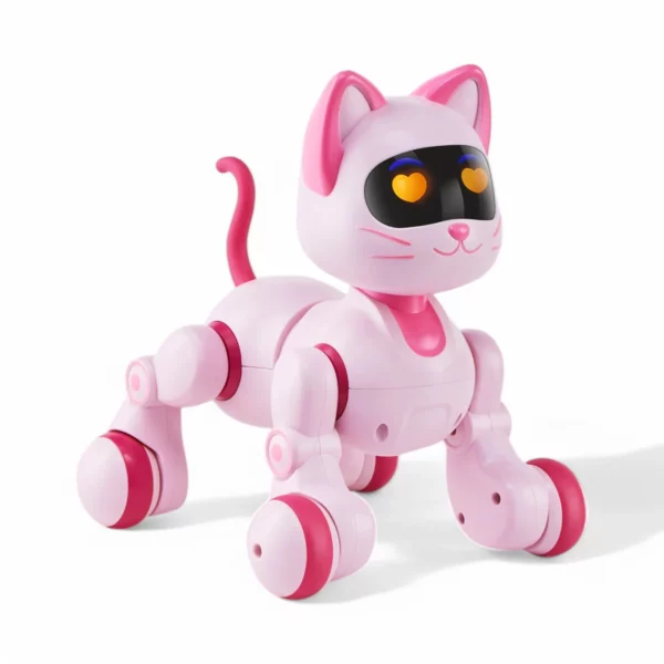 Radiostyrd robotkatt leksak i rosa färg med LED-ögon – interaktiv och söt robotkatt för barn