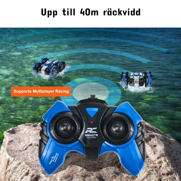 Blå fjärrkontroll till vattentät radiostyrd bil med 40 meters räckvidd